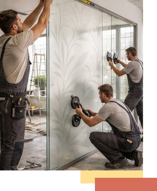 Стеклянные перегородки с рисунком на заказ в Удомле