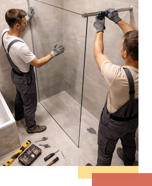 Стеклянные перегородки для душа в Удомле — изготовление и монтаж