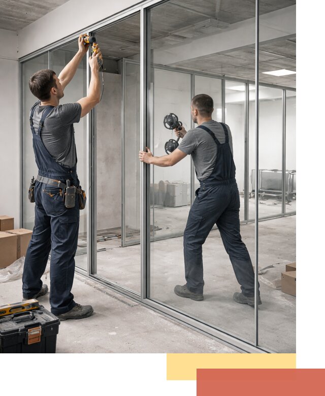 Алюминиевые перегородки со стеклом в Удомле — изготовление и монтаж