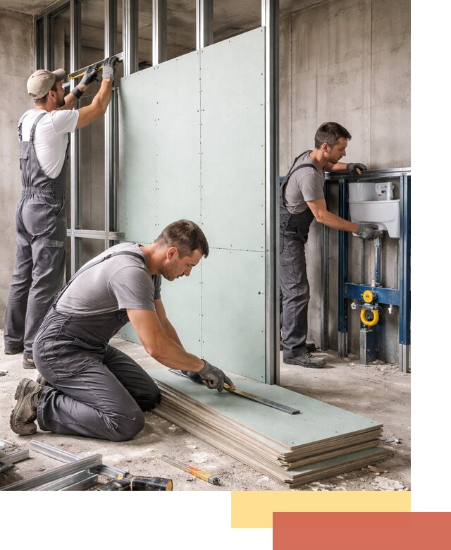 Монтаж и ремонт сантехнических перегородок в Удомле