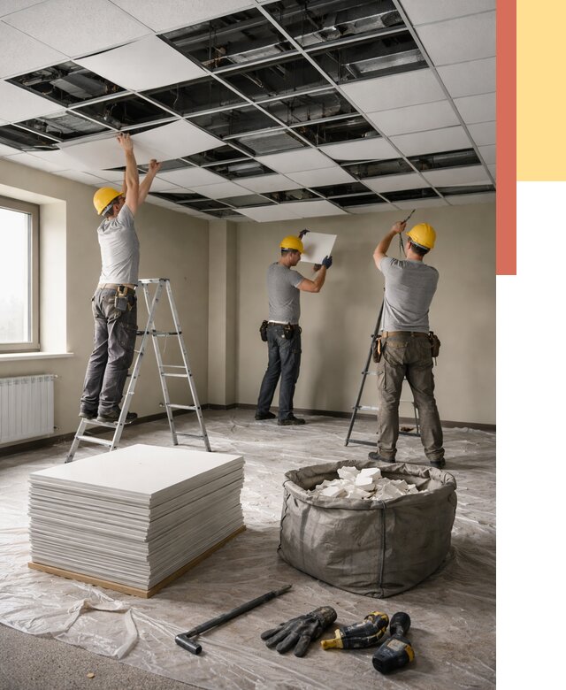 Демонтаж потолка Армстронг в Удомле от 4675 руб. быстро и недорого | ОТДЕЛОЧНИК-Дмл