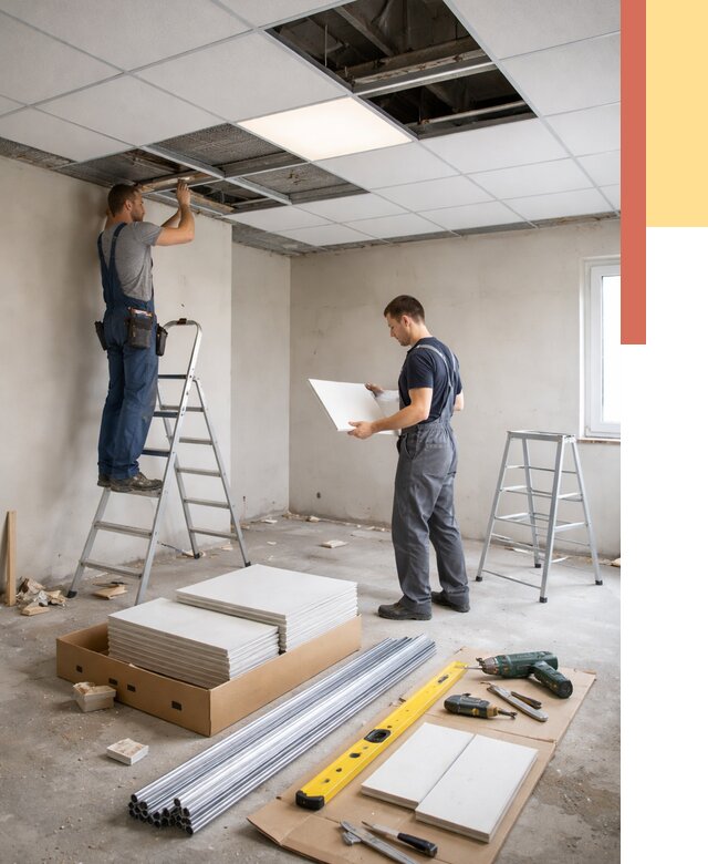 Монтаж потолка армстронг в Удомле от 4675 руб/м2 — быстрая установка под ключ | ОТДЕЛОЧНИК-Дмл