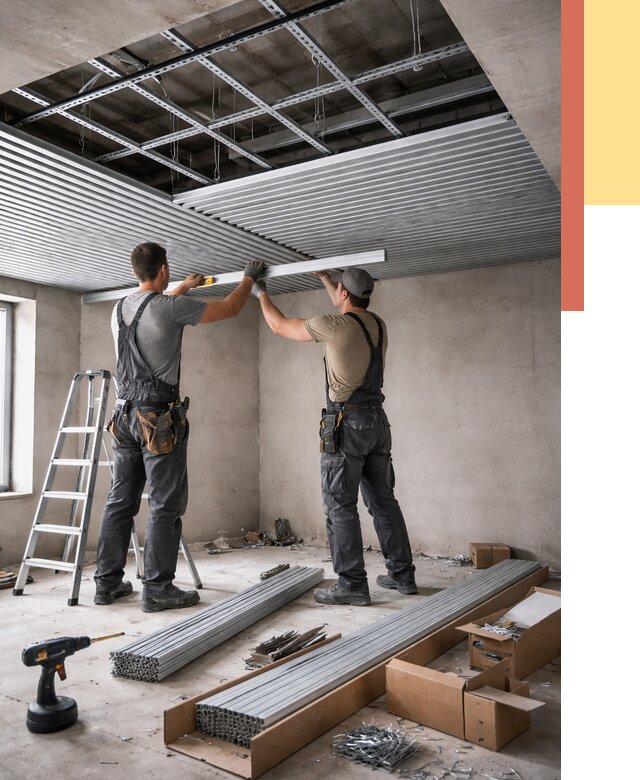 Монтаж реечного потолка в Удомле от 4675 руб. под ключ | ОТДЕЛОЧНИК-Дмл