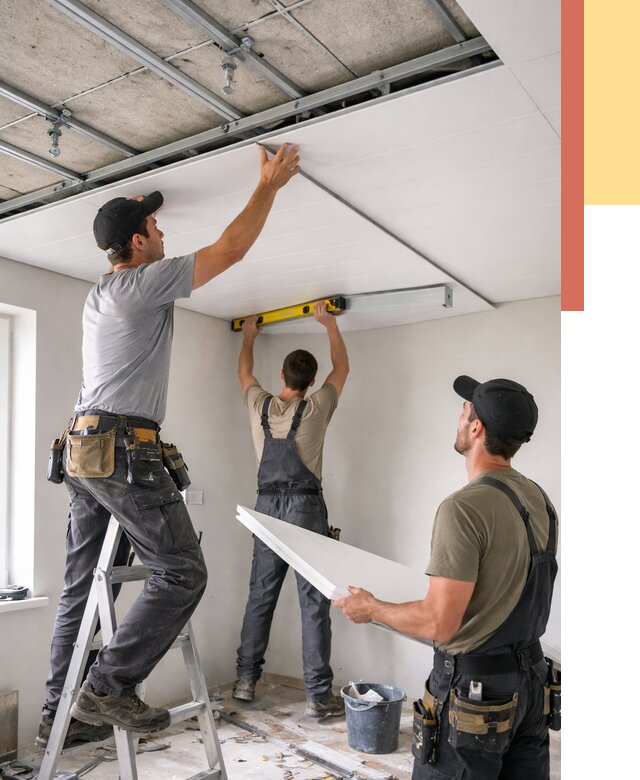 Монтаж потолка из ПВХ панелей в Удомле от 3636 руб./м2 — быстро и недорого | ОТДЕЛОЧНИК-Дмл