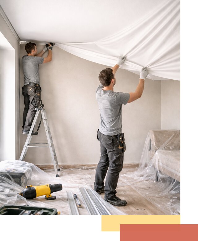 Монтаж тканевого натяжного потолка в Удомле недорого и быстро