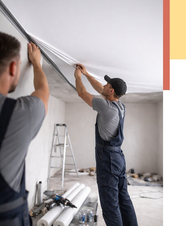 Монтаж матового натяжного потолка в Удомле от 4675 руб./м² — быстро и недорого | ОТДЕЛОЧНИК-Дмл