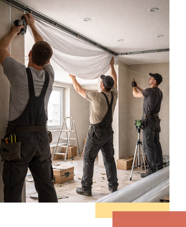 Монтаж парящего натяжного потолка под ключ в Удомле