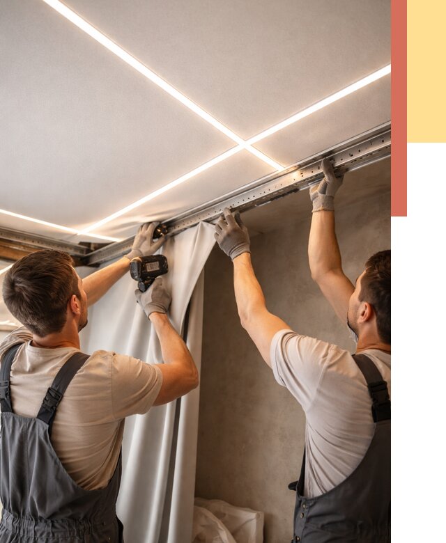 Монтаж натяжного потолка со световыми линиями в Удомле от 1247 руб. | ОТДЕЛОЧНИК-Дмл