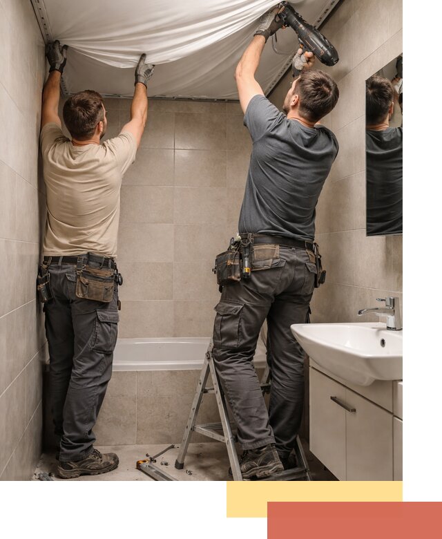 Монтаж натяжного потолка в ванной в Удомле быстро и качественно