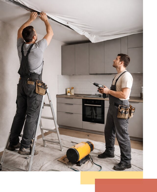 Монтаж натяжного потолка на кухне в Удомле