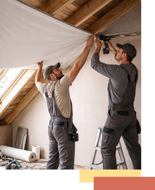 Монтаж натяжного потолка в мансарде в Удомле