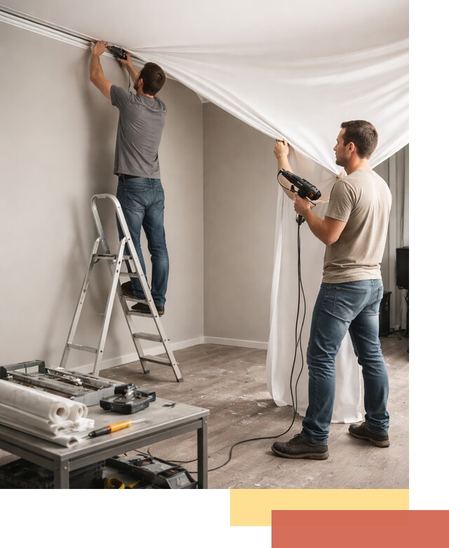 Монтаж натяжного потолка в студии в Удомле