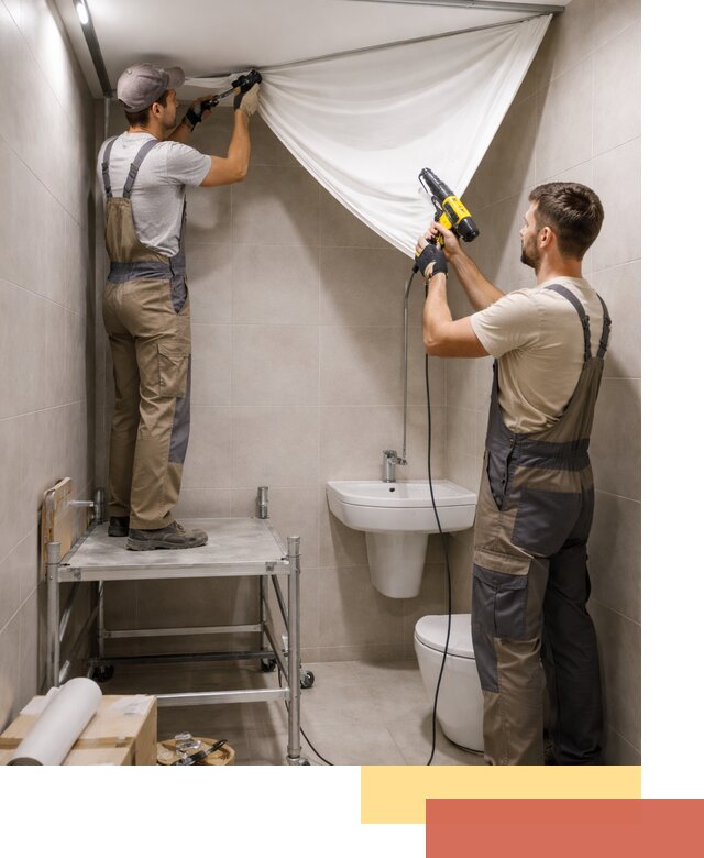 Монтаж натяжного потолка в санузле в Удомле