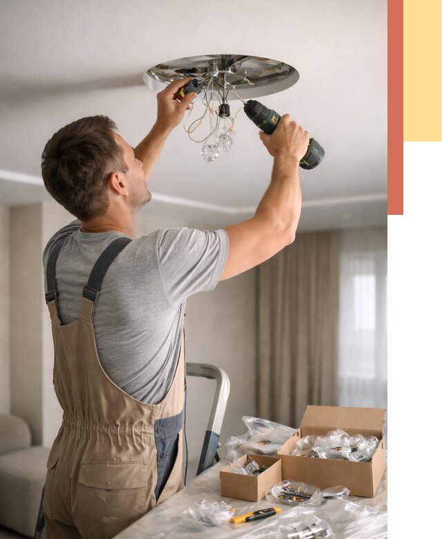 Установка люстры в натяжной потолок в Удомле от 1247 руб. | Быстро и недорого — ОТДЕЛОЧНИК-Дмл