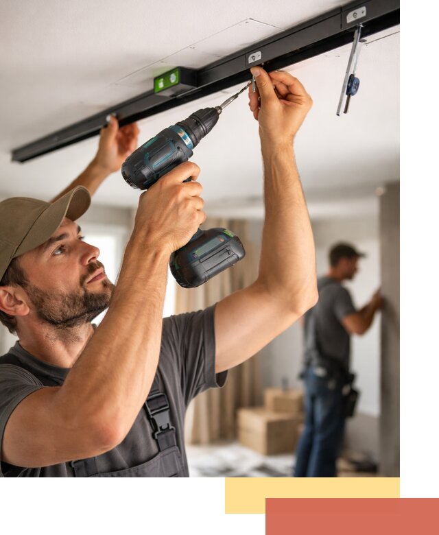 Установка трековых светильников в натяжной потолок в Удомле