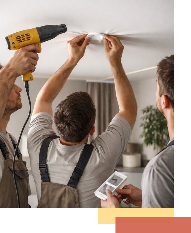 Ремонт прокола полотна натяжного потолка в Удомле