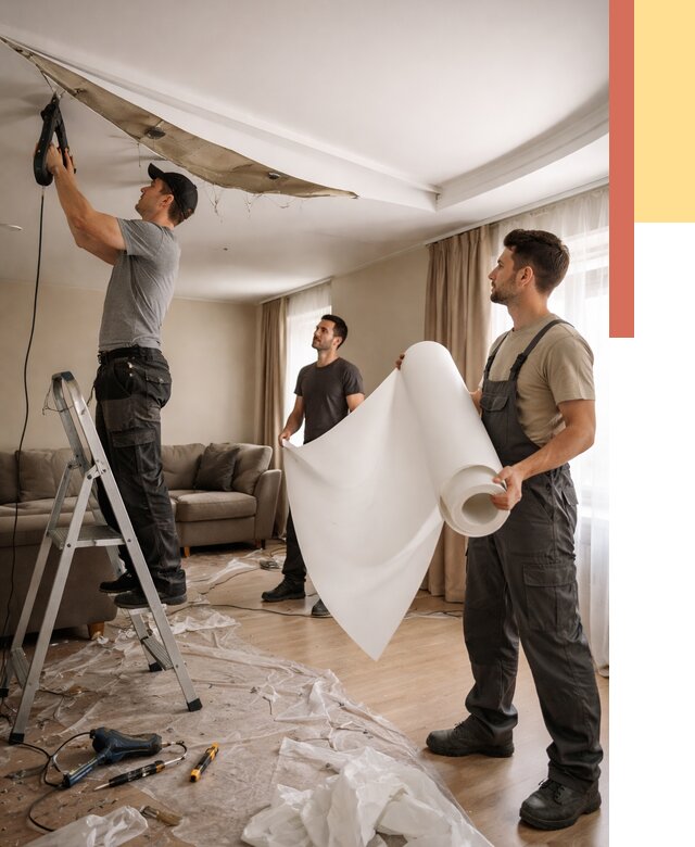 Замена полотна натяжного потолка в Удомле от 9870 руб. быстро и недорого | ОТДЕЛОЧНИК-Дмл