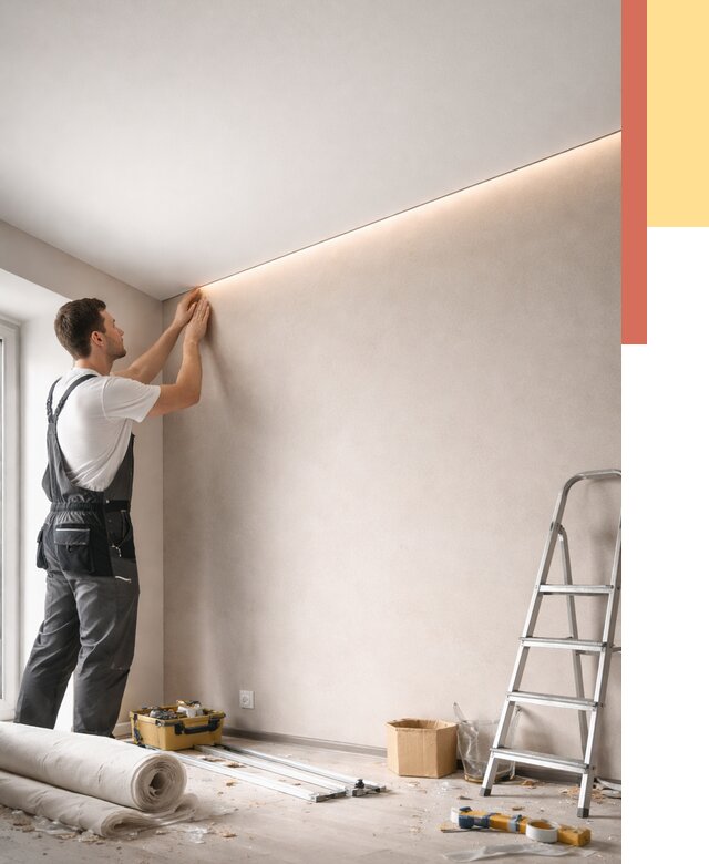 Теневые натяжные потолки в Удомле от 8519 руб. под ключ | ОТДЕЛОЧНИК-Дмл