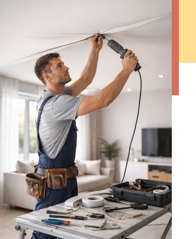 Ремонт натяжных потолков в Удомле от 9870 руб. под ключ — ОТДЕЛОЧНИК-Дмл