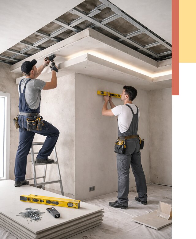 Двухуровневый потолок из гипсокартона в Удомле от 1506 руб. под ключ | ОТДЕЛОЧНИК-Дмл