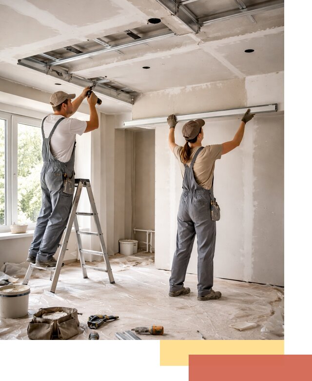 Монтаж многоуровневого потолка из гипсокартона в Удомле