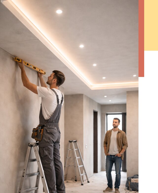 Потолок из гипсокартона с подсветкой в Удомле от 779 руб./м2 под ключ | ОТДЕЛОЧНИК-Дмл