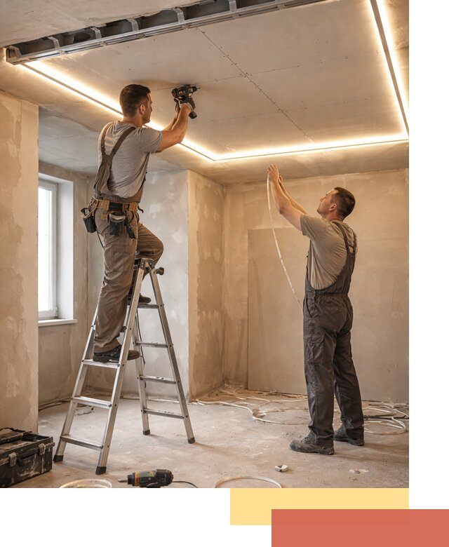 Потолок из гипсокартона с подсветкой в Удомле