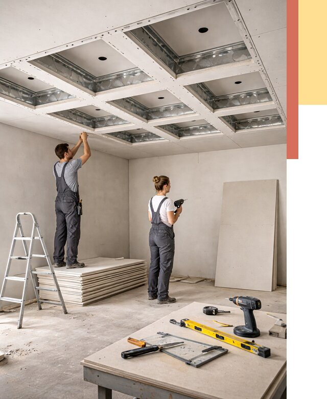 Кессонный потолок из гипсокартона в Удомле от 1922 руб. — монтаж и под ключ | ОТДЕЛОЧНИК-Дмл