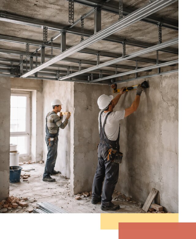 Монтаж каркаса потолка из профильного профиля в Удомле