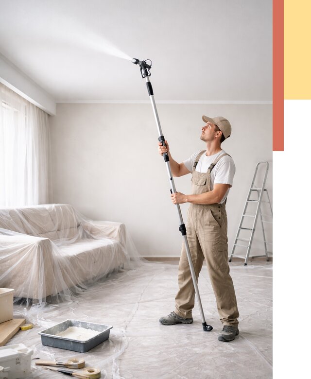 Покраска потолка краскопультом в Удомле от 4675 руб. быстро и недорого | ОТДЕЛОЧНИК-Дмл