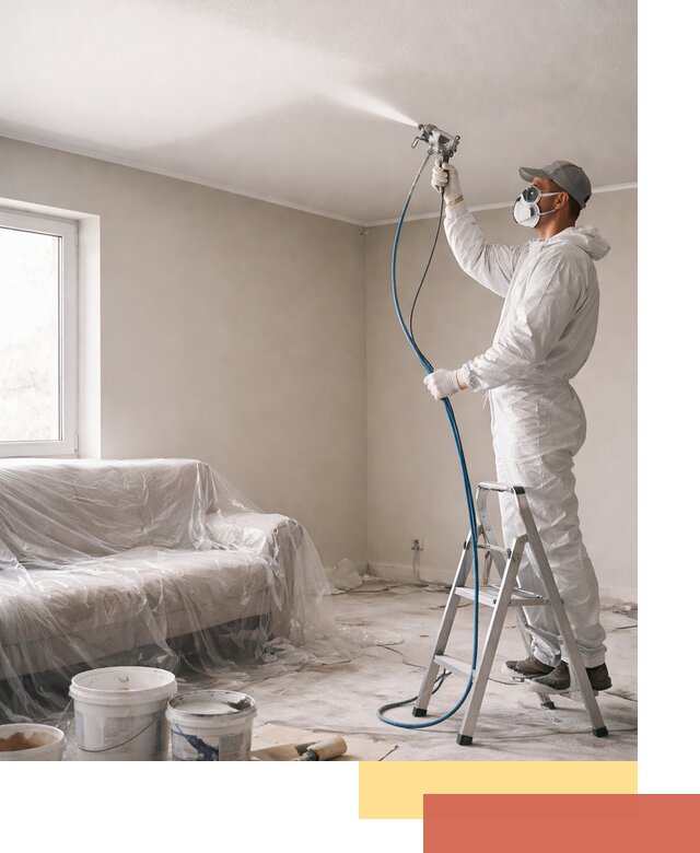 Покраска потолка краскопультом в Удомле быстро и качественно