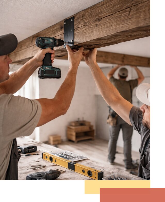 Монтаж декоративных потолочных балок в Удомле